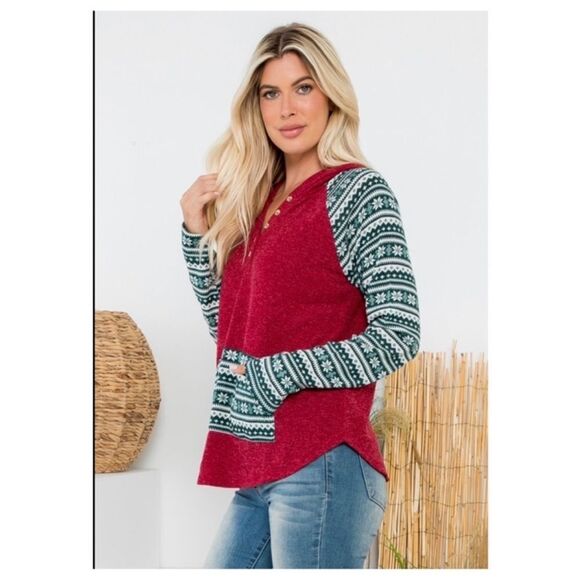 LAST 1 ! Holiday Christmas Winter Hoodie With Pockets New With Tags Festive 🎄 - Picture 4 of 6